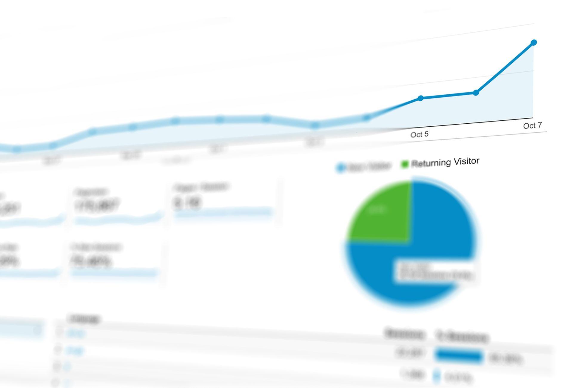 Graphiques statistiques avec courbe et diagramme circulaire