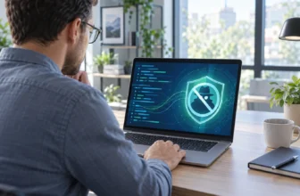 Utilisateur vérifiant la protection de son ordinateur contre un logiciel espion.